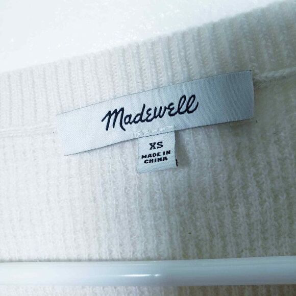 Madewell Asherton Waffle Henley Wool Blend Oversized Sweater Antique Cream XS - Picture 10 of 10